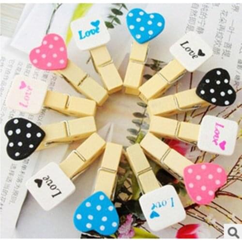 2016 Lovely Peach Heart Craft Wooden Banner Clips Pegs Prefect for Party Event Wedding Decoration