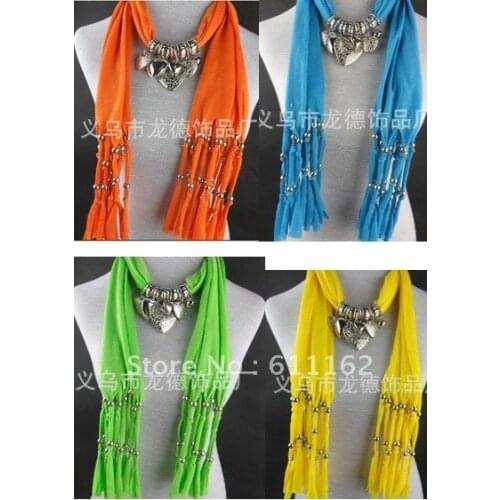 2018 Fashion jewelry green one pendants scarf CCB peach heart pendant ladys scarf 04 free shipping