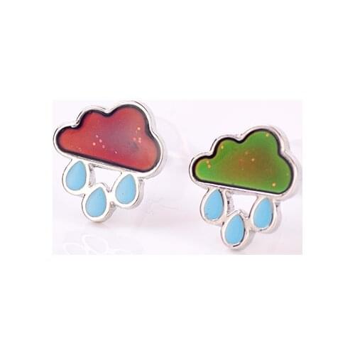 2020 New Rain Clouds Mood Stud Jewelry Clouds Moon Earring Temperature Control Color Change Feeling Emotional Gift For Girls
