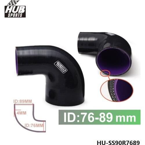 3"-3.5" 76mm-89mm Silicone reducer Hose Coupler Piping 90 Degree 4-Ply Black For Toyota camry 2007 2008 2009 HU-SS90R7689