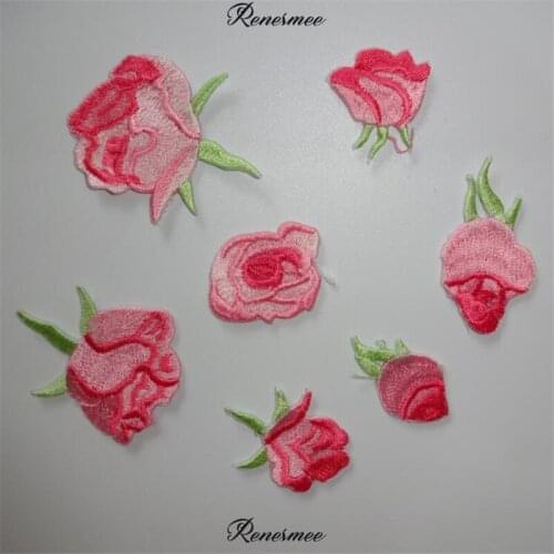 7Pc/set Small Beautiful Flower Applique Clothing Embroidery Patch Fabric Sticker Iron On Patch Craft Sewing Repair for Dress S84