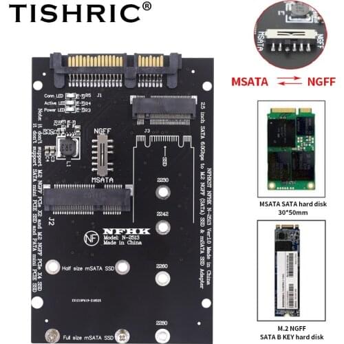 TISHRIC M2 NGFF Msata SSD To SATA 3.0 2.5” 22pin M.2 SSD Adapter Converter Riser Card For PC Laptop Add On Card up to 6Gps