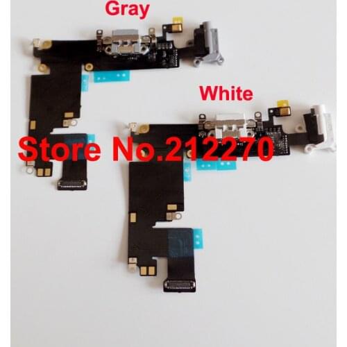 Free DHL EMS OEM New Charger Charging Port Dock Mic Headphone Jack Flex Cable For iPhone 6 Plus 5.5" White/Gray Wholesale
