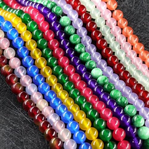Natural Stone Chalcedony Jades Beads Round Loose Spacer Beads 4/6/8/10/12/14mm For Jewelry Making DIY Handmade Bracelets Beading