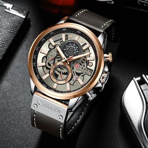 CURREN Watch Men Fashion Quartz Watches Leather Strap Sport Quartz Wristwatch Chronograph Clock Male Creative Design Dial