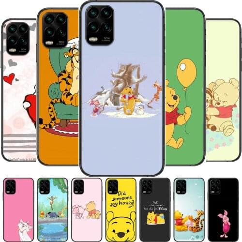 Winnie Bear Heart cartoon Phone Case For XiaoMi Redmi Note 10 9 9S 8 7 6 5 A Pro T Y1 Black Cover Silicone Back Pre style cover