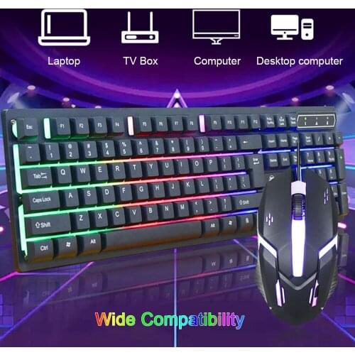 CMK-188 Wired Gaming Keyboard and Mouse Set Colorful LED Backlit USB Gaming Keyboard USB Mouse 104-Key for Laptop PC Gamers