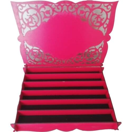 Decorative Red Table Top Organizer Box Wood Stylish Looking Six Compartments Special Goods Jewelry Storage Elegant Birthday Gift