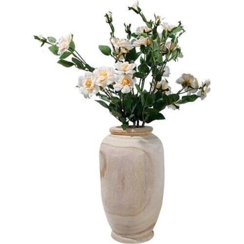 Wooden Vase Decoration Living Room Table Solid Wood Ware Flower Bottle Ornament Home Decoration Jarrones Decorativos Moderno