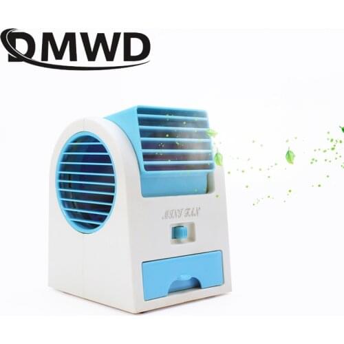 DMWD USB Battery Dual-use Mini Conditioner Cooling Fan Office Desktop Bladeless Air Conditioning Fans Humidification Ventilator