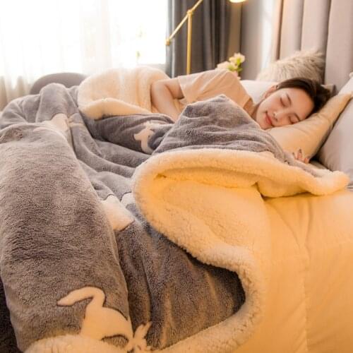 Double layer thick blanket quilt coral velvet blanket flannel winter