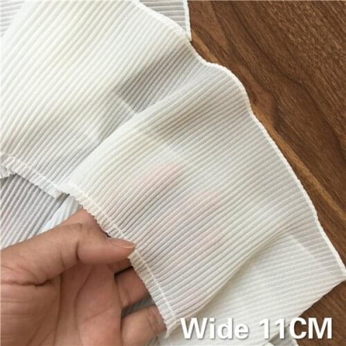11CM Wide White Black Elastic Pleated Chiffon Lace Ribbon Trim Headdress Scarf Skirt Splicing Material DIY Home Sewing Supplies