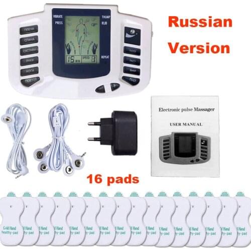 Russian Version Electronic Body Slimming Pulse Massage for Muscle Relax Pain Relief Stimulator Tens Acupuncture Therapy Mach