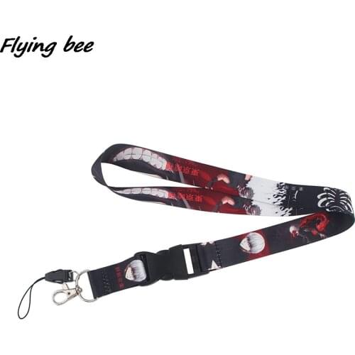 Flyingbee Tokyo Ghoul Lanyards ID Badge Holder ID Card Pass Mobile Phone Straps Badge Key Holder Keychain X1484