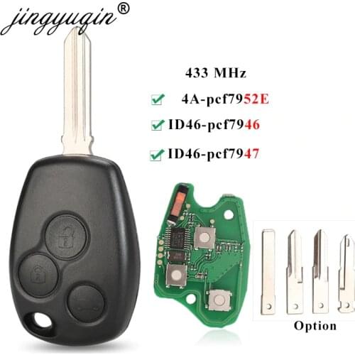 Jingyuqin 10pcs 3BTN Car Remote Key for Renault Duster Dacia Clio Scenic Kangoo Megane Control Alarm PCF7946/PCF7947/ 7952e Chip