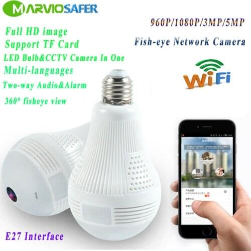 LED Camera Wireless Panoramic Home Security WiFi Fisheye Bulb Lamp IP Camera 360 Degree Home Security Video Surveillance