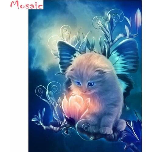 Lovely Cat Painting Full square/round DIY 5D Diamond Painting cross stitch kits mosaic embroidery childs room decoration
