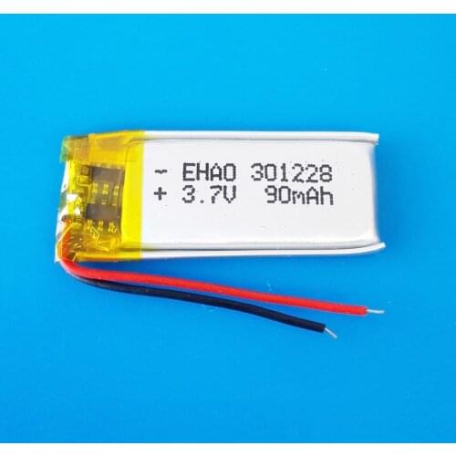 Model 301228 3.7V 90mAh lipo lithium polymer rechargeable battery for MP3 GPS bluetooth headset video pen digital productors