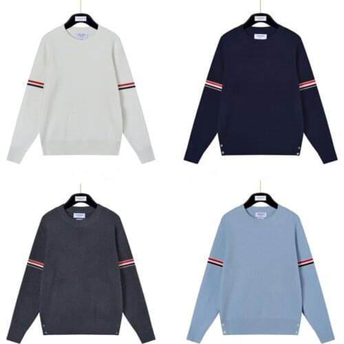 2021 Round neck Color webbing Autumn Winter Men and women sweaters Casual Couples coat 50% wool + 50% cotton Keep warm All-match