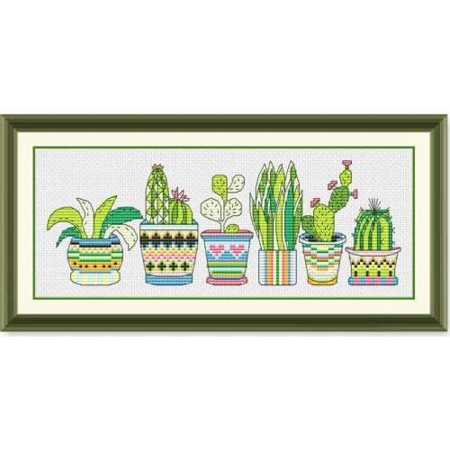 “cactus" Flowers 14ct Counted cross stitch kit 11ct printed fabric embroidery DIY needlework High Quality Fishxx