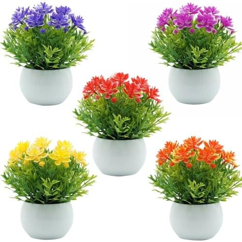 New 1PC potted Artificial Greeting Trees Bonsai Plastic Flowers/Grass Wedding/Christmas Balcony Potted Plants Autumn Home Decor