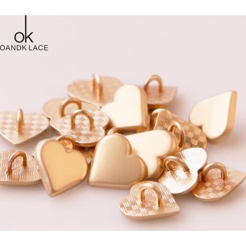 New 10 pcs/lot Metal heart-shaped buttons Fashion Minimalist style womens cuff&shirt button Sewing Garment Supplies Accessory