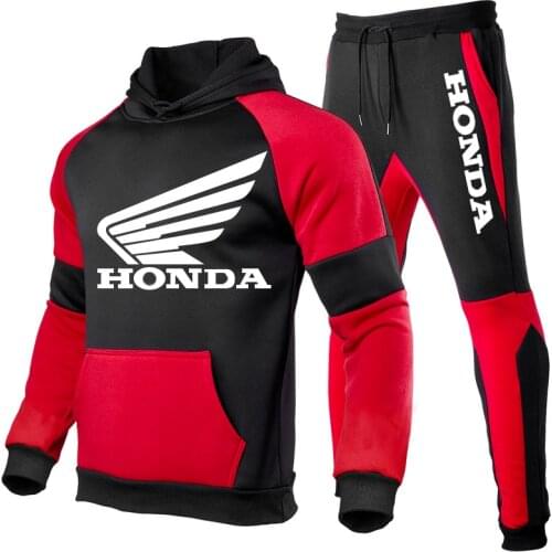 2021 New Trend Mens Tracksuit Honda Car Logo Hoodie Suit 2 Piece Sweatshirt&Pant Men Sportswear Set Streetswear Running Clothing