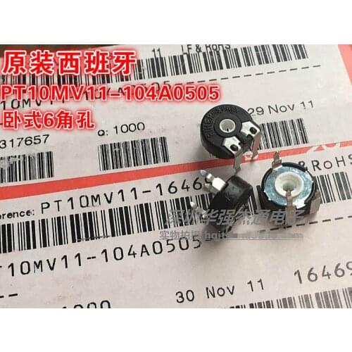Original new 100% 10mm PT10 horizontal six angle hole 100K potentiometer PT10MV11-104A0505 (SWITCH)