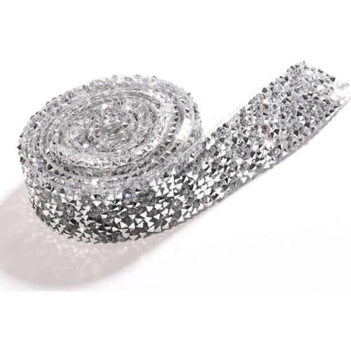 1 Yard Sewing Trim Crystal Motif Strass Hot Fix Shining Resin Rhinestone Ribbon Appliques for Dresses Clothes Shoes
