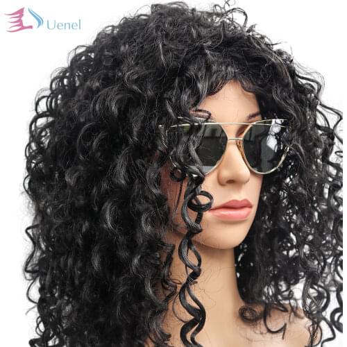 UENEL Afro Short Curly Black Synthetic Wigs For Man or Women Cosplay Heat-resistant 15Inch Average Size Free Shipping