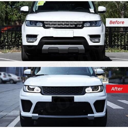 PP Body Kits Front Bumper Grills Rear Bumper With Exhaust Tips for Land Rover Range Rover Evoque Sport to SVR Car Styling
