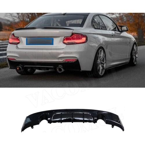 PP Car Rear Bumper Lip Spoiler Diffuser for BMW 2 Series F22 M Sport 2014-2017 Rear Diffuser Gloss Black Car Style