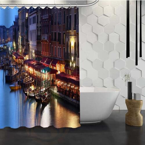 Custom Venice Shower Curtain With Hooks High Defintion Printing Fabric Bath Curtain for Bathroom