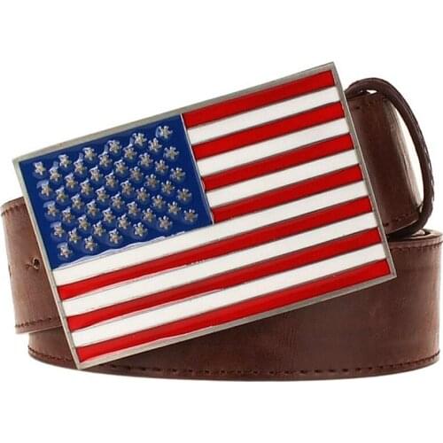 Personality mans leather belt American flag belts men Decorative Strap US flag women belt hippie Street hip hop Metal buckle