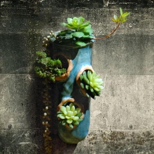Garden Ceramic Wall Hanging Flowerpot Corridor Balcony Wall Decoration Pendant Home Livingroom Succulent Plant Wall Mural Decor