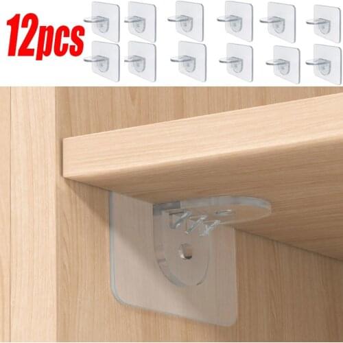 12Pcs Self-Adhesive Shelf Support Pegs Layered Partition Bracket Support Shelf Closet Cabinet Shelf Wall Hanger Support Pegs