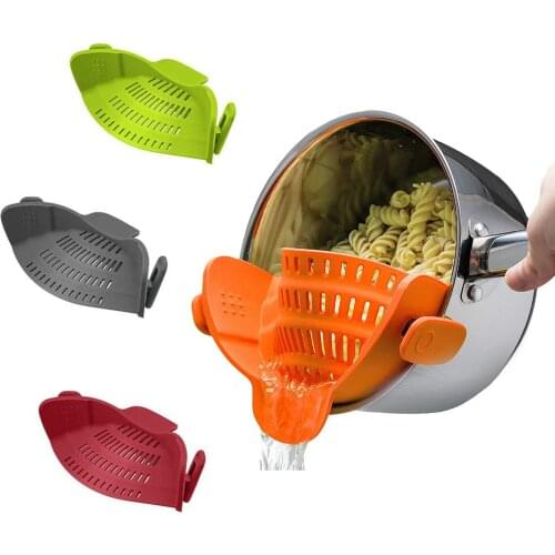 Silicone Pan Strainer Clip-on Colander for Pots Bowls Flexible Pasta Food Convenience Tools Kitchen Accessories Kitchen Gadgets