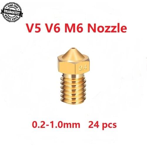 3D Printer Nozzle V5 V6 Nozzle 0.2 0.3 0.4 0.5 0.6 0.8 1.0mm for 1.75mm 3.0mm filament Full Metal 3D Printer Parts