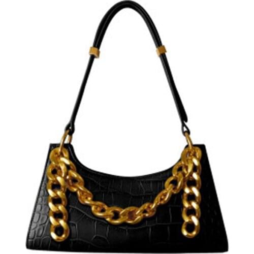 Vintage Crocodile Chain Shoulder Underarm Bags Female Handbags Messenger Bag Purses Ladies Hand Bags