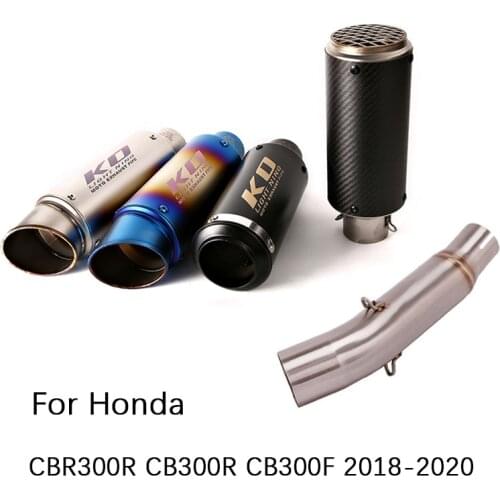 For Honda CB300R CBR300R CB300F 2018-2020 Motorcycle Exhaust Pipe Middle Pipe Slip On 51 mm Muffler Removable DB Killer Escape