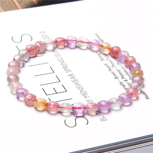 High quality candy color natural faceted crystal tourmaline crystal Quartz beaded bracelet for Lady women girl jewelry gift
