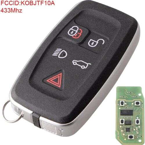 433Mhz 5 Buttons Flip Black Car Remote Key Fob Replacement With KOBJTF10A Fit for Land Rover LR4 Sport Sport Range Rover