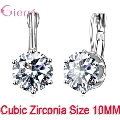 Fashion Luxury Round Square White Zircon 925 Sterling Silver Dangle Earrings For Women Wedding Engagement Elegant Jewelry