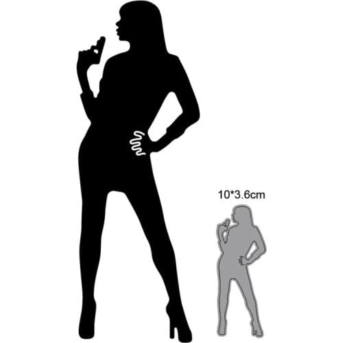 Woman Hold Gun Metal Cutting Dies Cut Die Mold Scrapbooking dies Decoration Paper Craft Embossing Dies New For 2021 Stencil dies