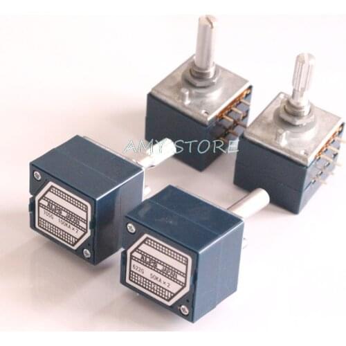 1Pc RK27 6Pins Carbon Film Enthusiast Japan ALPS 10KA 20KA 50KA 100KA 250KA Double Volume Potentiometer Knurl Round Shaft