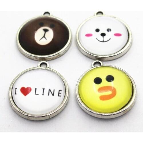 10pcs Mix I Love Line Cute Animals Hanging Dangle Charms For Bracelets Necklace Jewelry Accessory Glass Pendants Charms