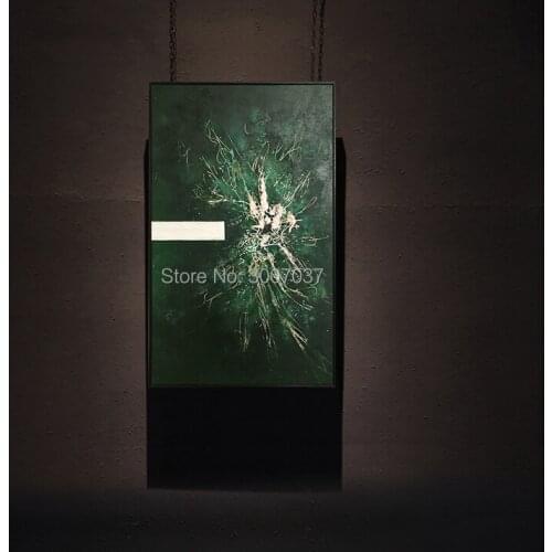 100%Hand Painted Abstract Green and White Line Oil Painting on Canvas Wall Art Decorative Living Room Wall Picture No Frame