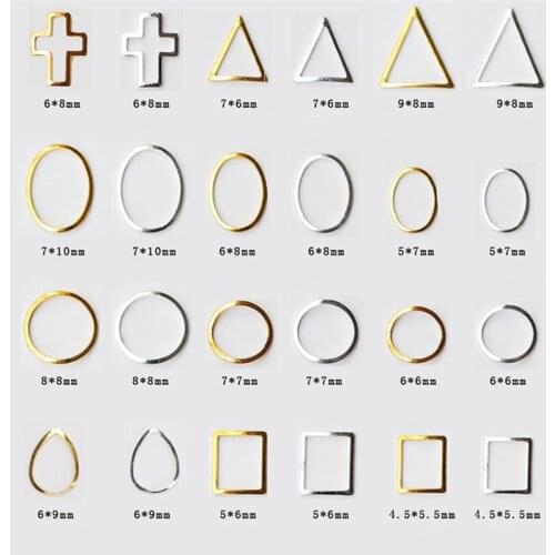 100pcs/bag Nail Metal Art Gold/Silver Hollow Metal Frame Studs Triangle Rivets Manicure Accessories Nail Arts Decorations #JS02