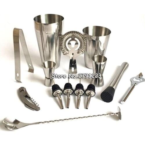 13 Pcs 600ml 800ml Stainless Steel Cocktail Shaker Mixer Drink Bartender Browser Kit Bars Set Tools Professional Bartender Tool