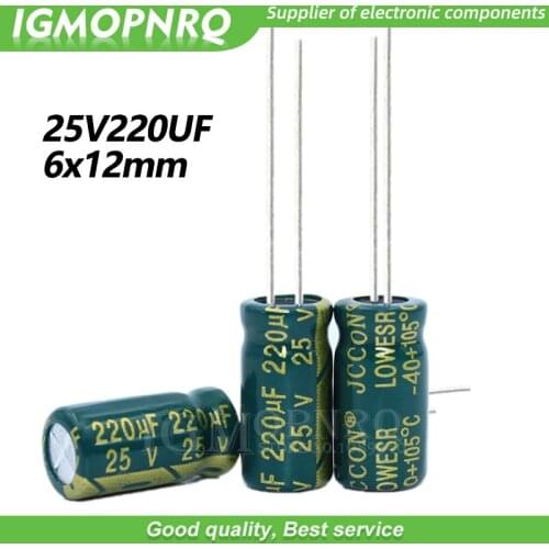 20PCS 25V220UF 6*12mm igmopnrq Aluminum electrolytic capacitor high frequent low impedance 6x12mm